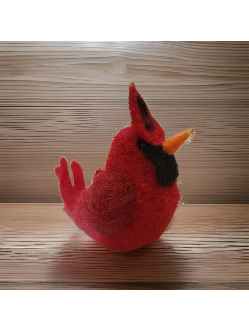 Vtg Red Cardinal Bird Wool Flocked Christmas Ornament 5" A79
